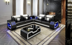 Omont Leather Corner Sectional with LED Light