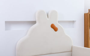 Mila Rabbit-Shape Leather Teen Bed