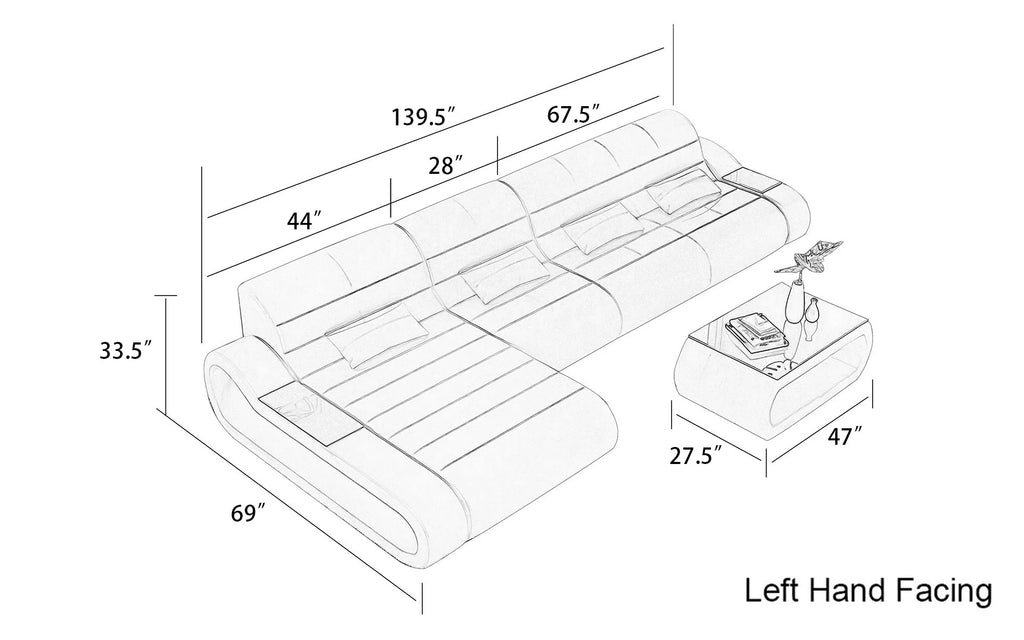 Catina Small Leather Sectional with Pillows