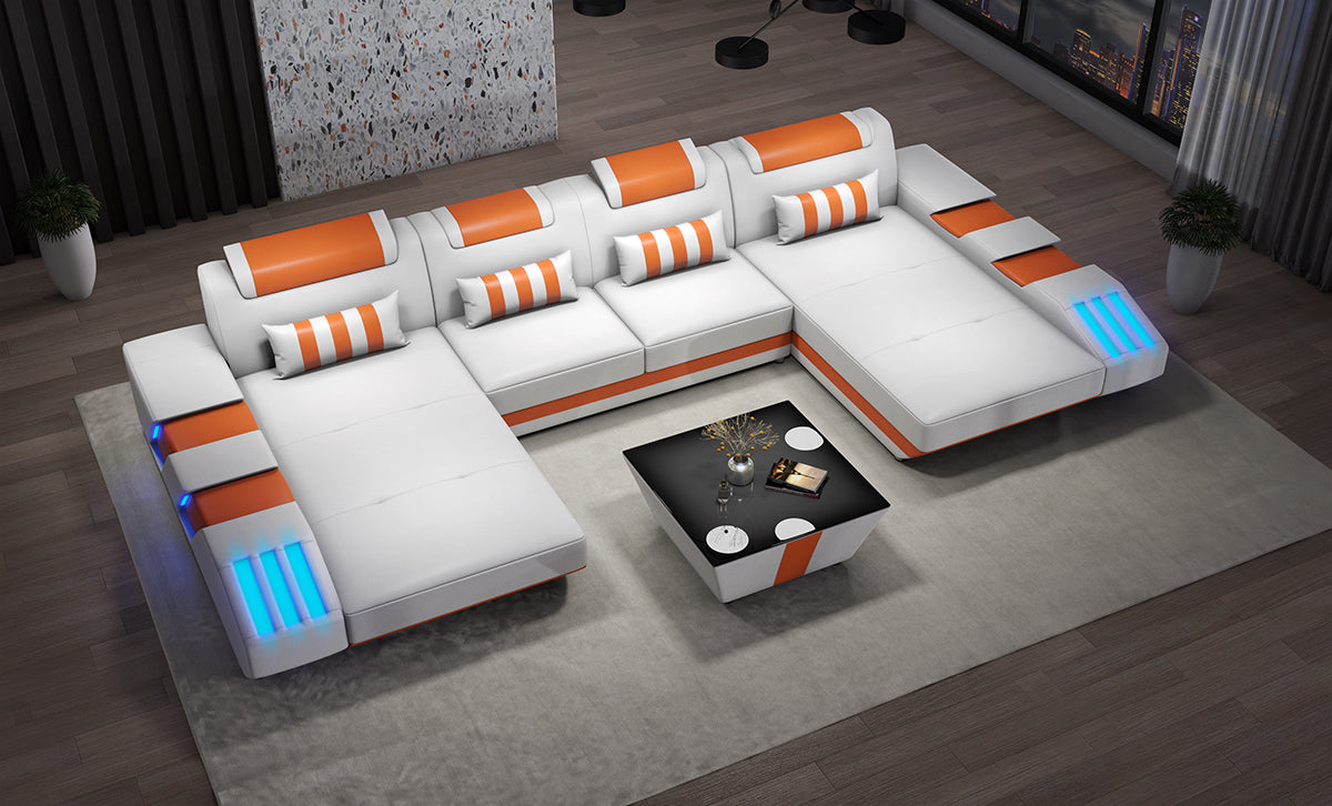 Cosmo Double Chaise U-Shape LED Sectional - Ultimate Lounge Sofa