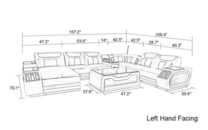 Omont Large Modern Leather Sectional with Console | Futuristic Furniture