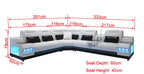 Celsius Small Modern Leather Sectional with Console