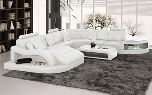 Navasota Large Leather Sectional with Shape Chaise