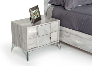 Ada Domus Alexa Italian Modern Grey Bed + 2 Nightstands Set