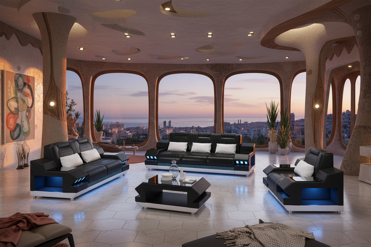 Celsius Modern Leather Sofa Set - Barcelona Accurate