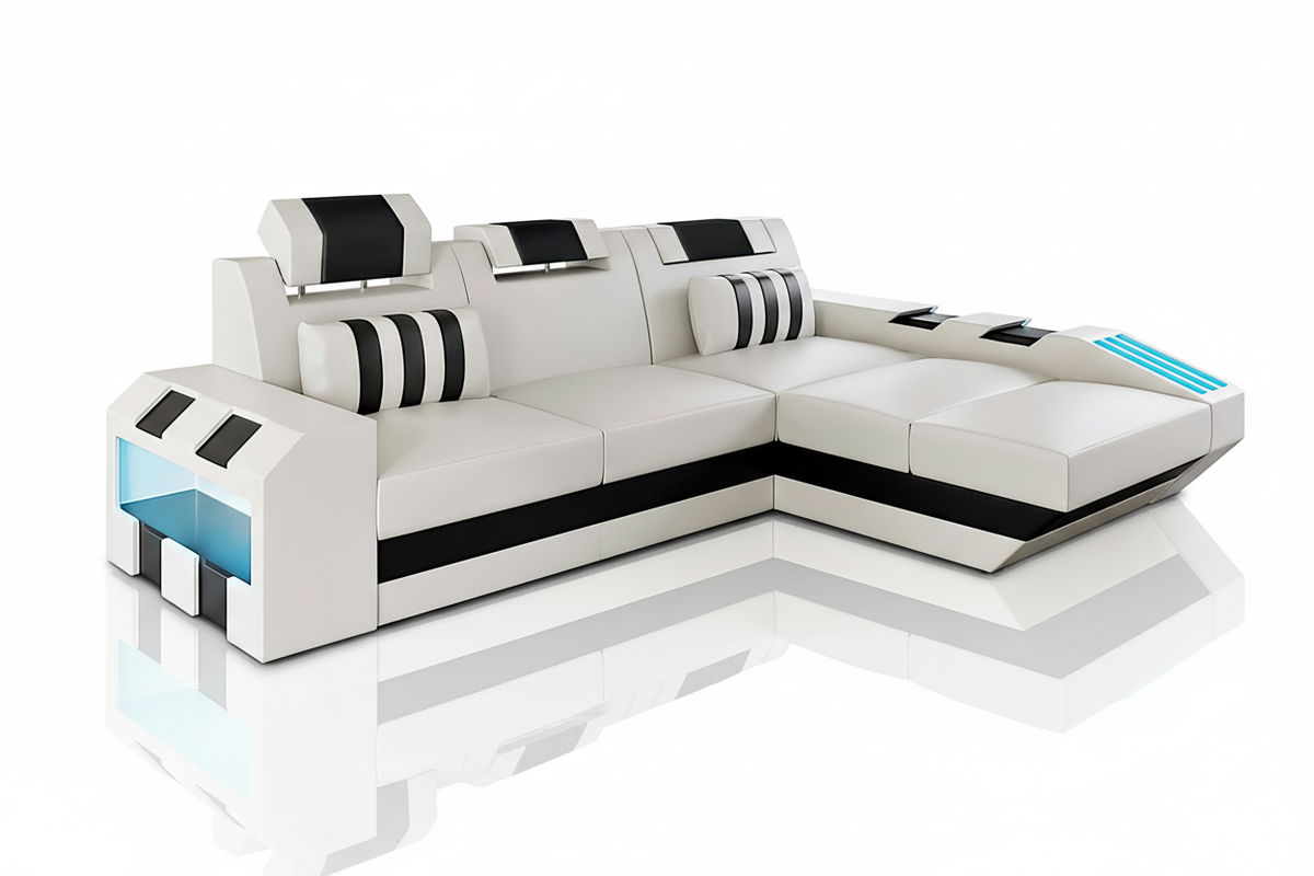 Cosmo Compact LED Sectional - Small Space Party Couch with Mood Lighting