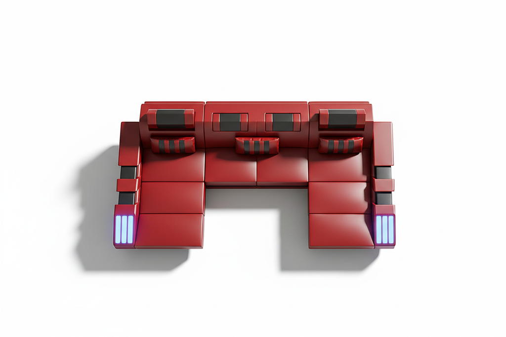 Cosmo U Shape Modern Leather Sectional - Bird's Eye View