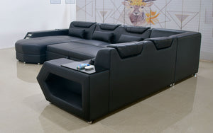 All Black Eileend Leather Sectional with LED Lights | Futuristic Furniture