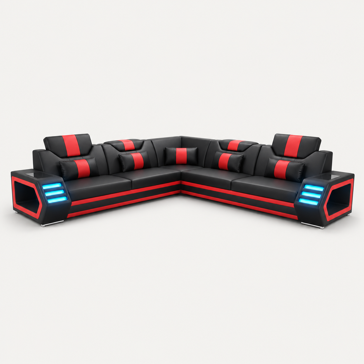 Mcmanu Modern Leather Sectional with LED Light