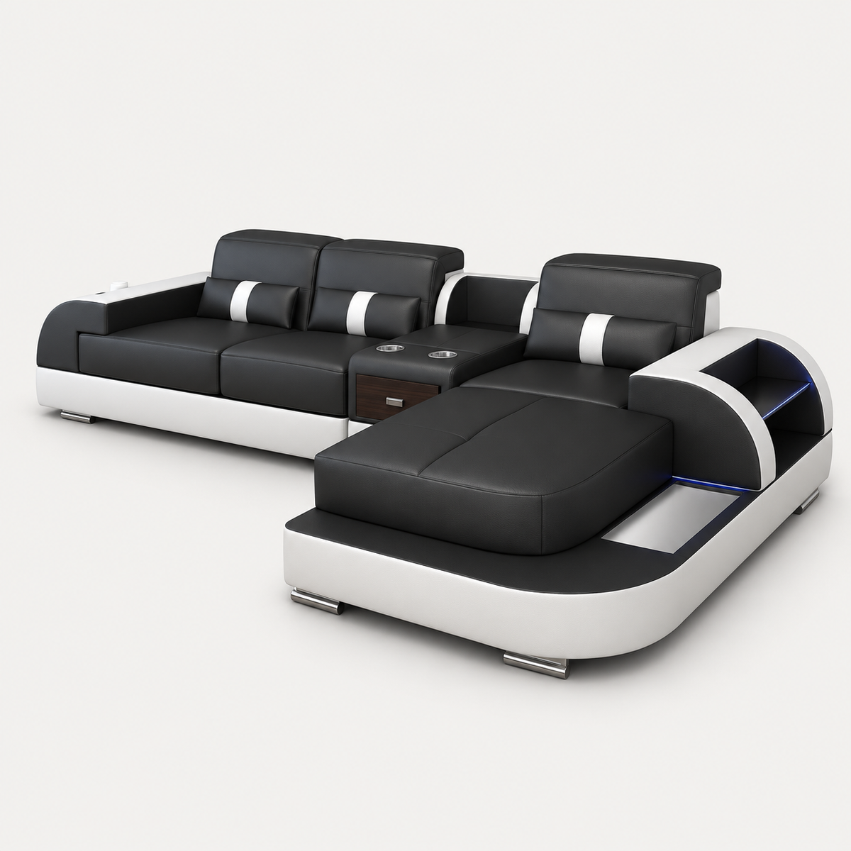 Piliu Small Leather Sectional with Chaise