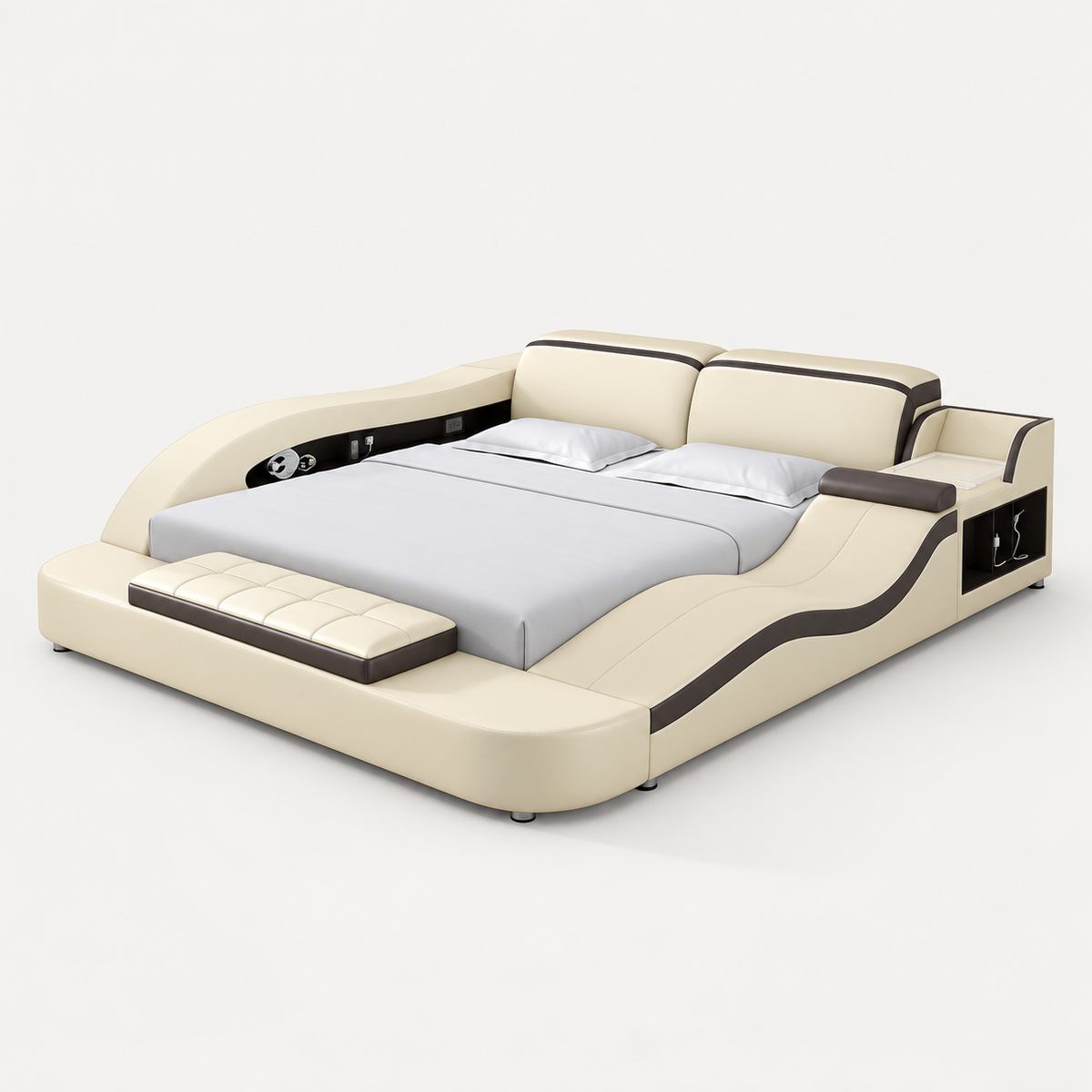 Victor Leather Multifunctional Bed with Storage