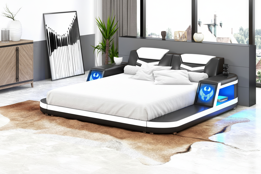 Maeve Modern Leather Bed - 现代简约卧室日光场景