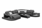 Navasota Large Leather Sectional with Shape Chaise