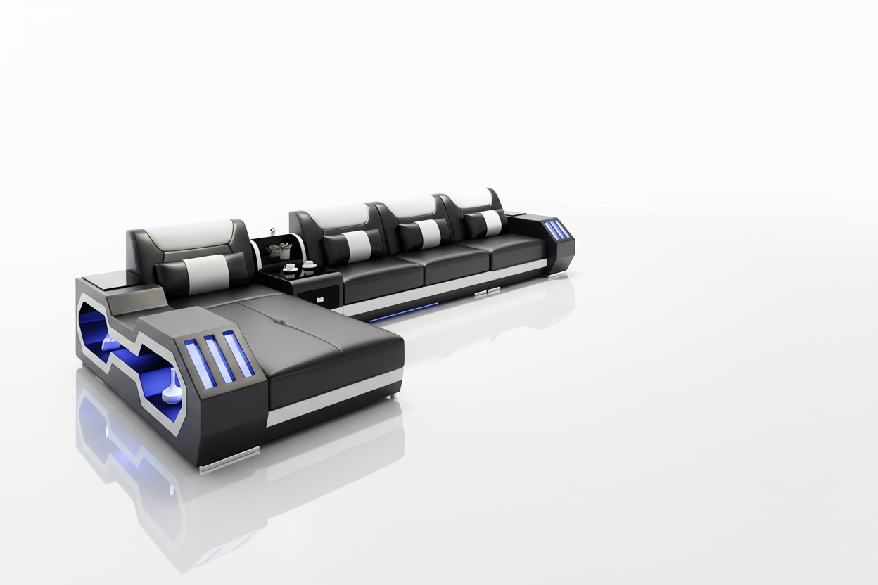 Omont Compact Sectional - chaise lounge with short shadow