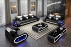 Omont Leather Sofa Set with LED Light - Luxury Penthouse