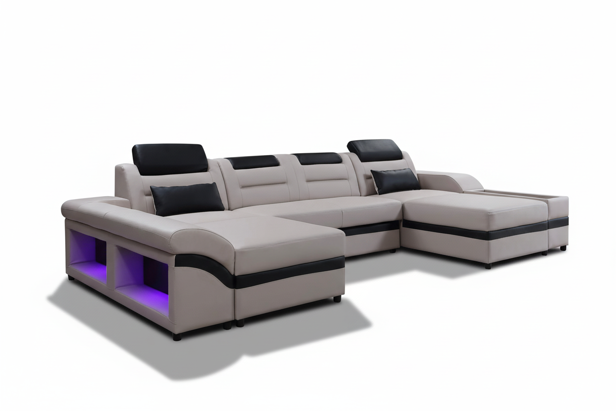 Venus Modern Leather Sectional with USB Port