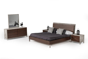 Nova Domus Redmond Modern Dark Walnut & Faux Concrete Bed