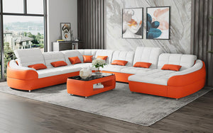 Aumin Modern Leather Sectional with Chaise