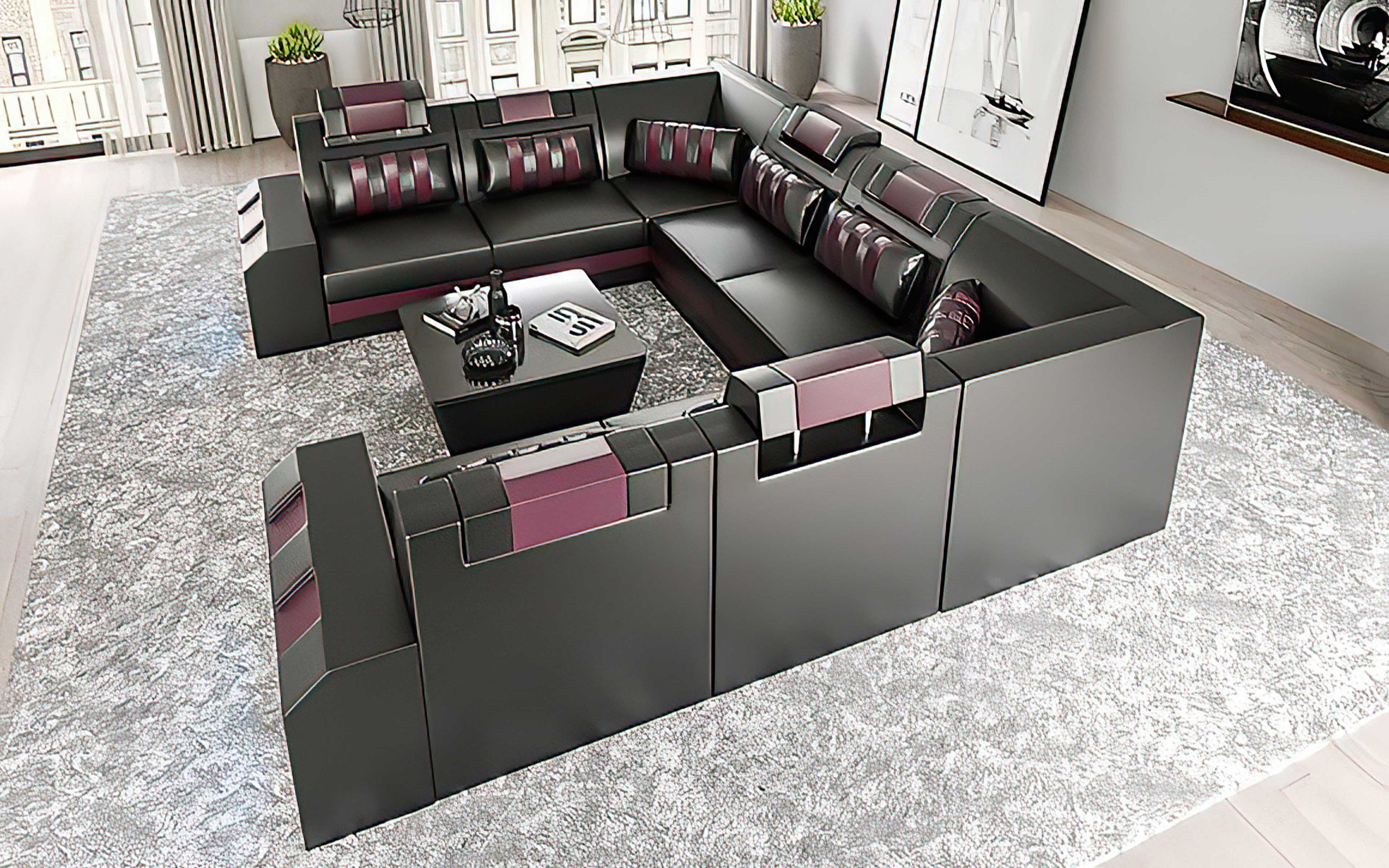 Cosmo XL U-Shape LED Sectional - Extra Large Party Couch for Big Spaces