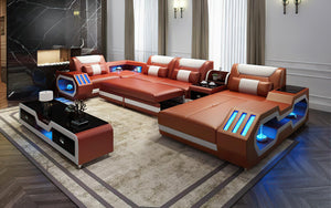 Omont Modern Leather Sectional with Console | Futuristic Furniture