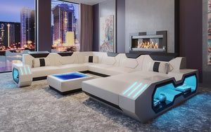 Sahara Modern Leather Sectional with LED Light