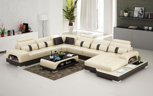 Mequon Large Leather Sectional with LED Lights