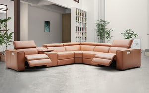 Birt Leather Sectional Sofa With Recliners