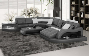 Navasota Large Leather Sectional with Shape Chaise