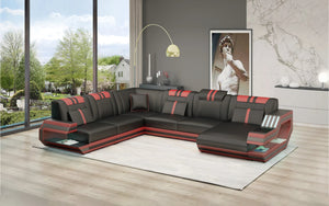 Celine Modern Leather Sectional with LED Light