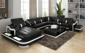 Bonded Leather Sydney Large Leather Sectional with Side Table