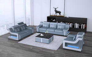 Lisa Leather Sofa Set with LED Light