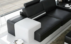 Halsey Mini Modern Leather Sectional with Console Table