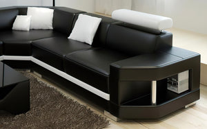 Leroy Modern Leather Sectional with Adjustable Headrest