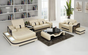 Bayard Leather Sectional With Ottoman