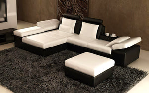 Lindum Mini Modern Leather Sectional with Ottoman