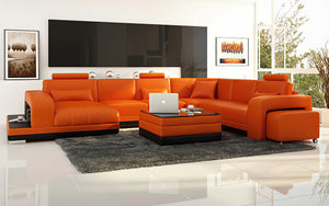 Heather Modern U-Shape Leather Sectional