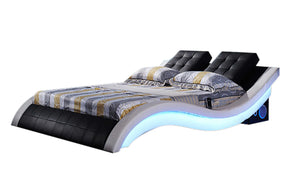 Bianca Curved Modern Leather Platform Smart Bed With LED Light