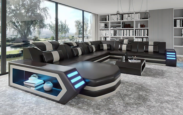 Eileend Leather Sectional with LED Lights | Futuristic Furniture