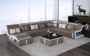 Lisa Modern U Shape Leather Sectional