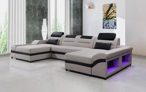 Venus Modern Leather Sectional with USB Port