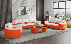 Aumin Modern Leather Sofa Set with Adjustable Headrest