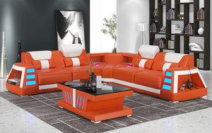 Ozzy Modern Corner Leather Sectional