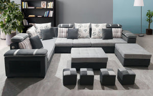 Selena Grey & Dark Grey Modular Tufted Sectional