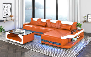 Tate Modern Leather Small Sectional with LED Light