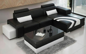 Trista Modern Leather Sectional with LED Light