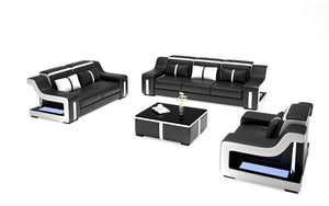 Lisa Leather Sofa Set with LED Light