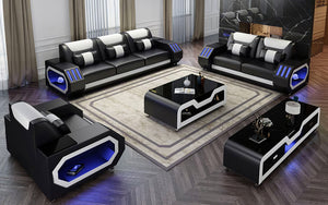 Omont Modern Leather Sofa Set