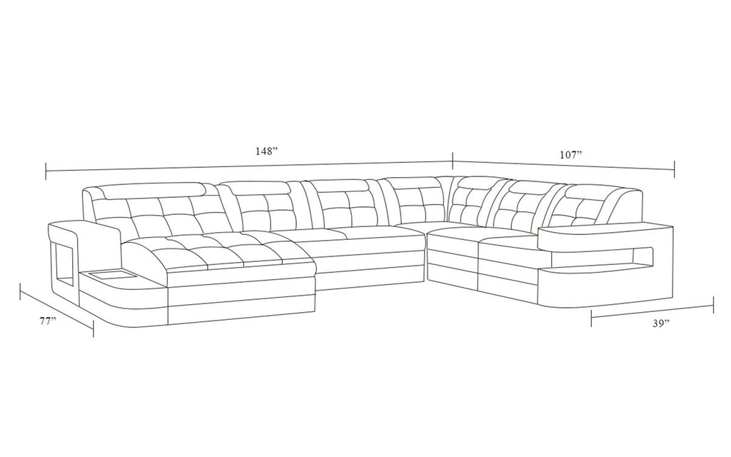 Uranus Modern Leather Sectional with LED Light