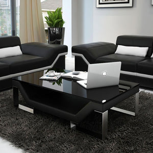 Sylmar Modern Leather Sofa Set With Adjustable Headrest