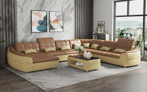 Aumin Modern Leather Sectional with Chaise